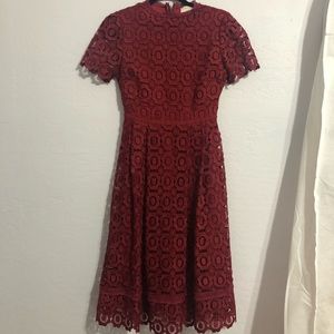 Rachel Parcell Red Bordeaux Lace Dress